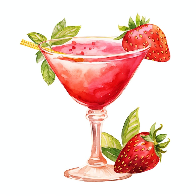 Aquarel Aardbei Margarita aquarel clipart illustratie