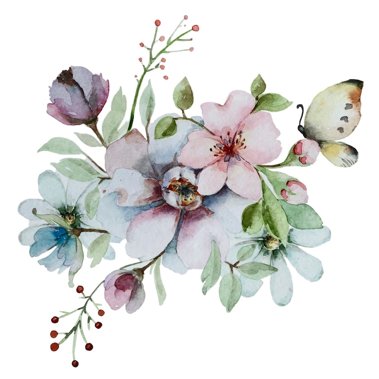 Foto aquarel abstract floral samenstelling. boeket bloemen geïsoleerd op een witte achtergrond.