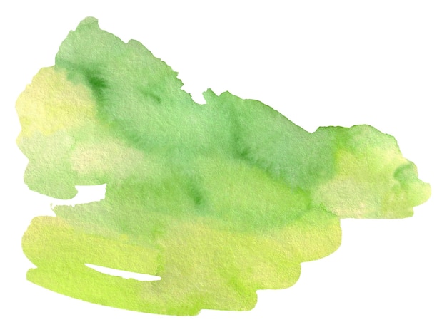 Aquarel abstracte groene plons op witte achtergrond kleurrijke plons op het papier hand getrokken afb