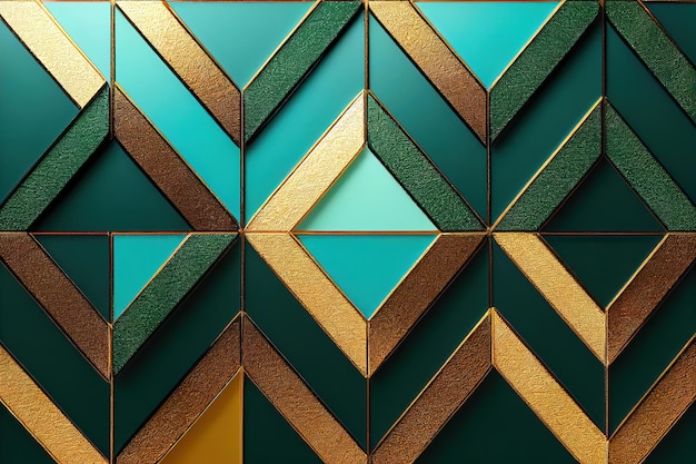 Aquarel abstracte naadloze patroon Vintage decoratieve textuur werk groen turkoois gouden achtergrond 3D-rendering raster illustratie