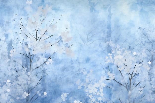 Foto aquarel achtergrond met sneeuwvlokken en takken aquarel illustratie