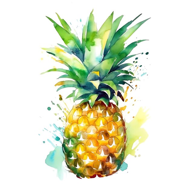 Aquarel Ananas Tropisch zomerdecor en exotische kunst