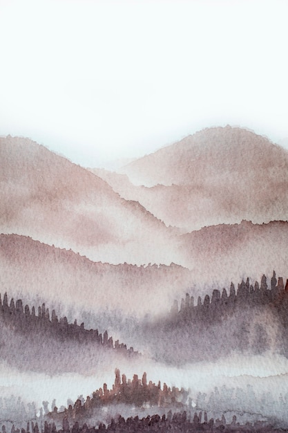 aquarel berg achtergrond getekend door borstel verven natuur op papier textuur