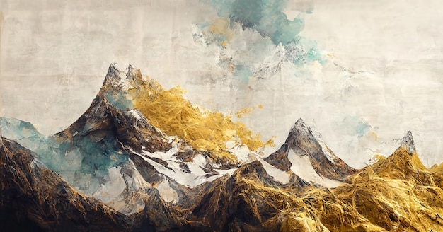 Aquarel berg achtergrond Landschap met bergen in een minimalistische stijl Luxe bergachtig