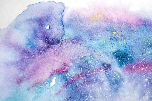 Aquarel blauw roze paarse vlek druppelt blobs Abstracte aquarel illustratie