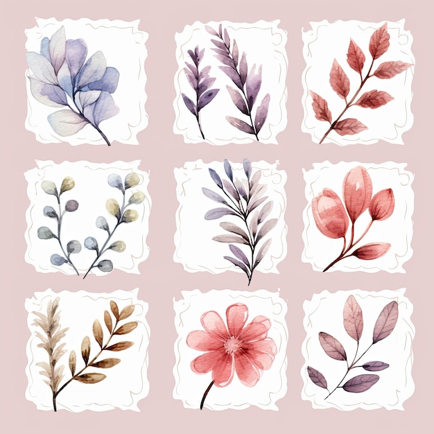 Foto aquarel bloem clipart set