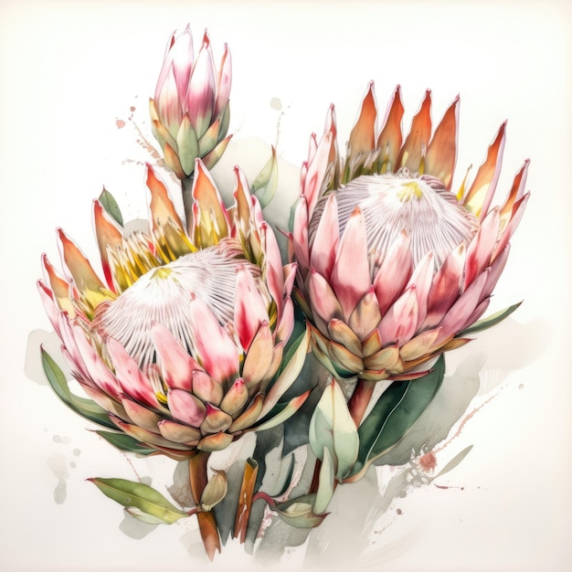 Aquarel bloem protea