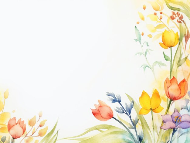 Aquarel bloemen achtergrond met tulpenbloemen Hand geschilderde illustratie Generatieve AI