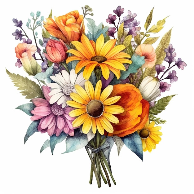 Aquarel bloemen boeket