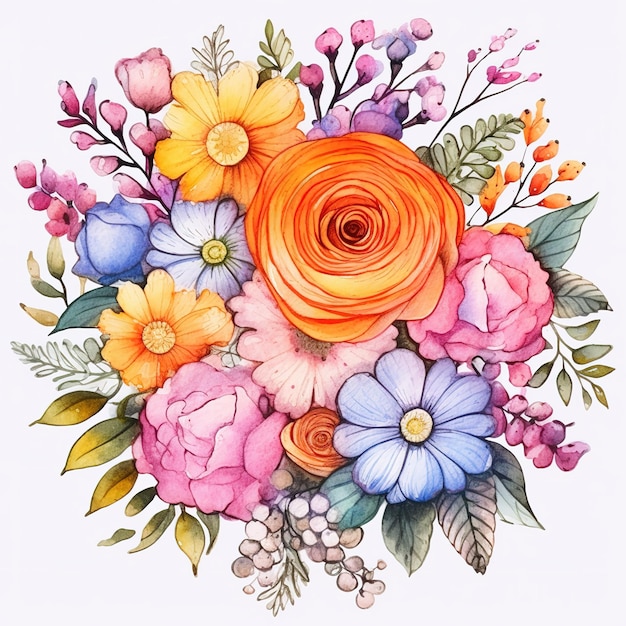 Aquarel bloemen boeket