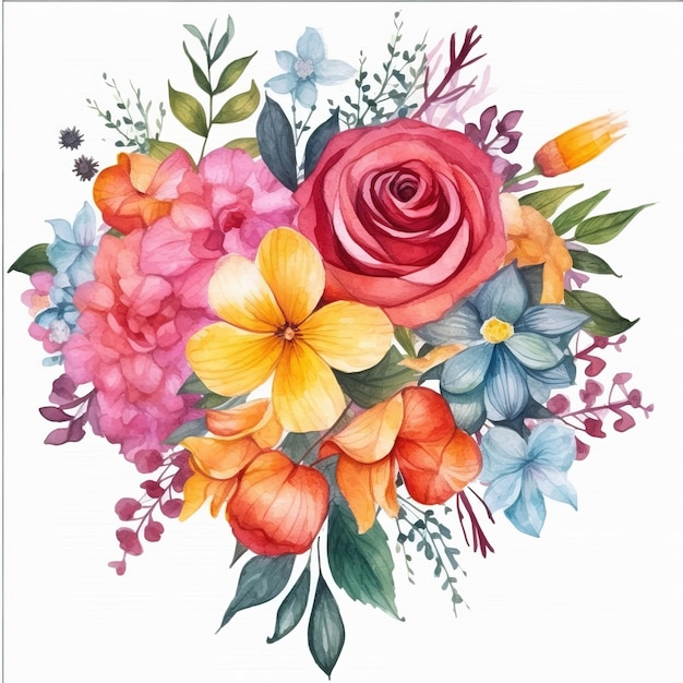 Aquarel bloemen boeket