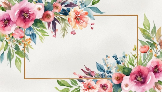Aquarel bloemen frame met levendige bloemen perfect voor uitnodigingen en feesten