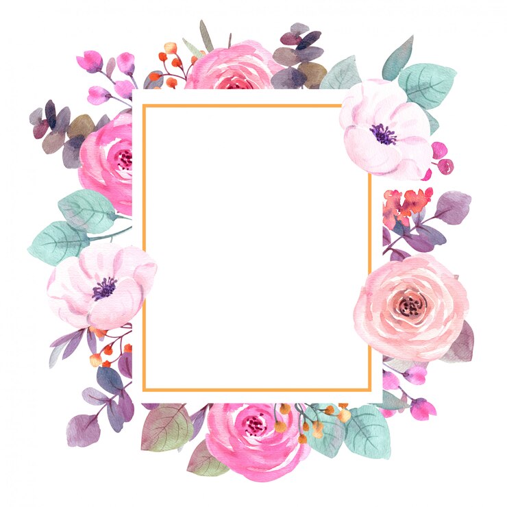 Foto aquarel bloemen frame wenskaart