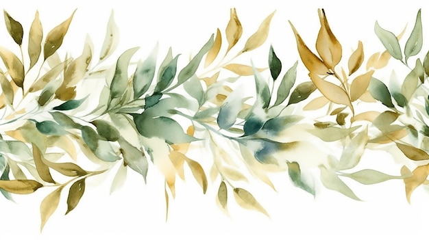 Aquarel bloemen illustratie elementen set groene bladeren