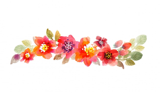 Aquarel bloemen illustratie. hand getekend roze en rode zomerbloemen