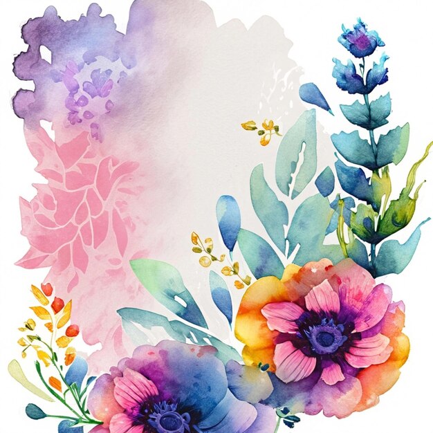 Aquarel bloemen set Handgeschilderde abstracte botanische illustratiesbundel