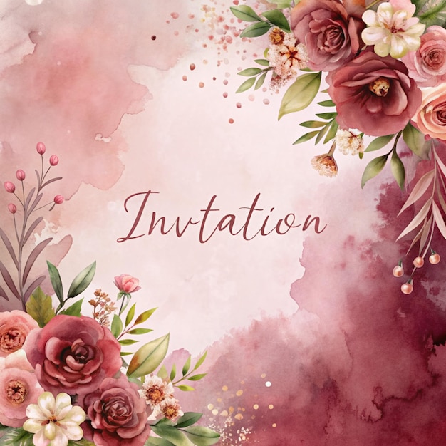 Aquarel bloemen uitnodiging achtergrond