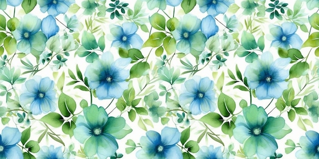 Aquarel bloemenboeket illustratie met vlinder blozen blauw levendig bloemen naadloos patroon