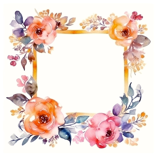 Aquarel bloemenkrans decoratief frame