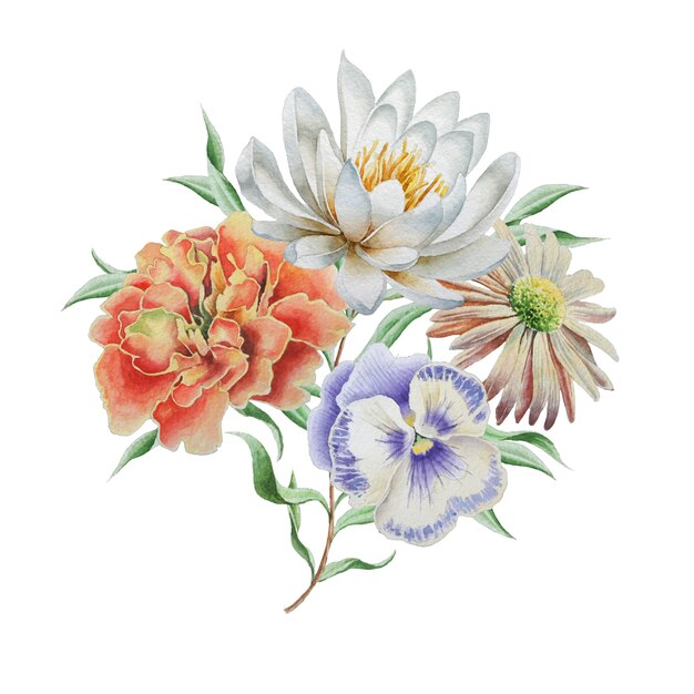 Aquarel boeket met bloemen