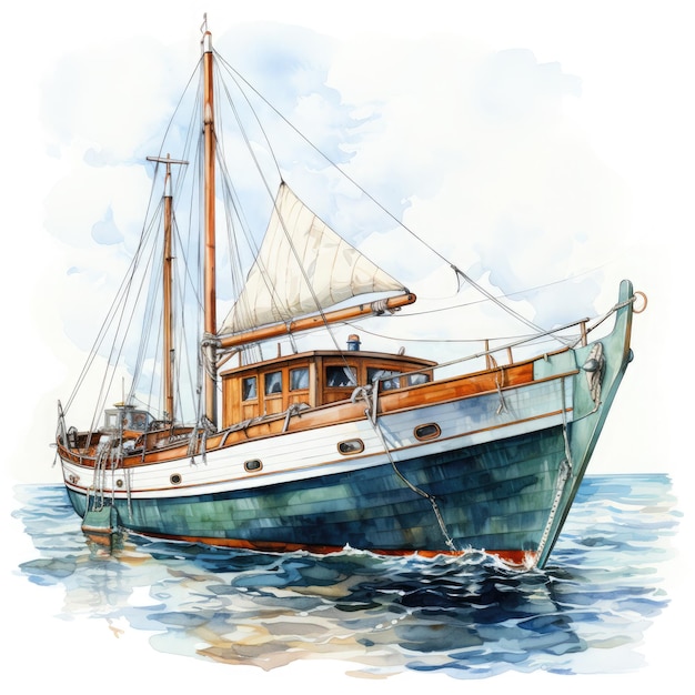 Aquarel Boot clipart illustratie Generatieve Ai