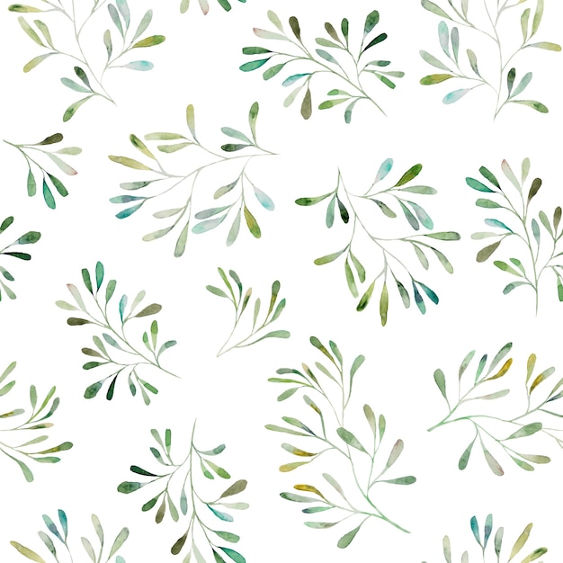 Aquarel botanische bladeren naadloze patroon illustratie set geïsoleerd