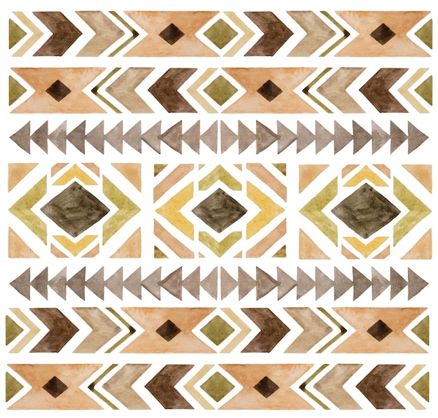 Aquarel bruine en beige tribale geometrische elementen en patronen Boho Wedding illustratie