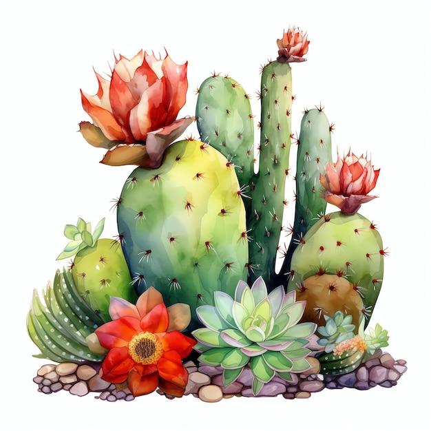 aquarel Cactus westerse wilde westen cowboy woestijn illustratie clipart