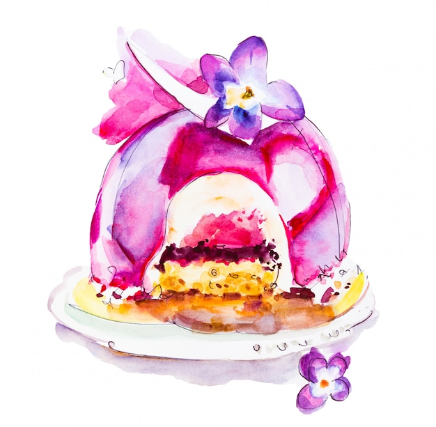 Aquarel cake dessert