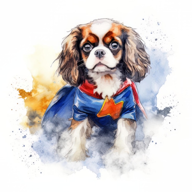 aquarel cavalier charles super hond