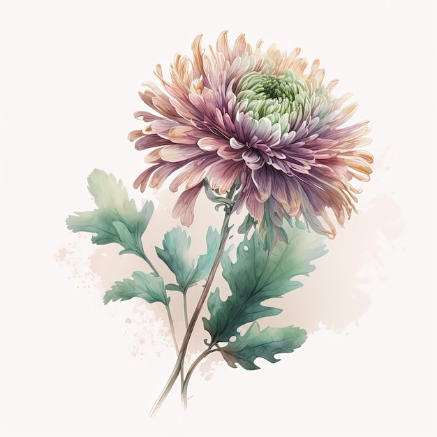 Aquarel chrysanten illustratie Huwelijksuitnodiging Botanische kunstdruk