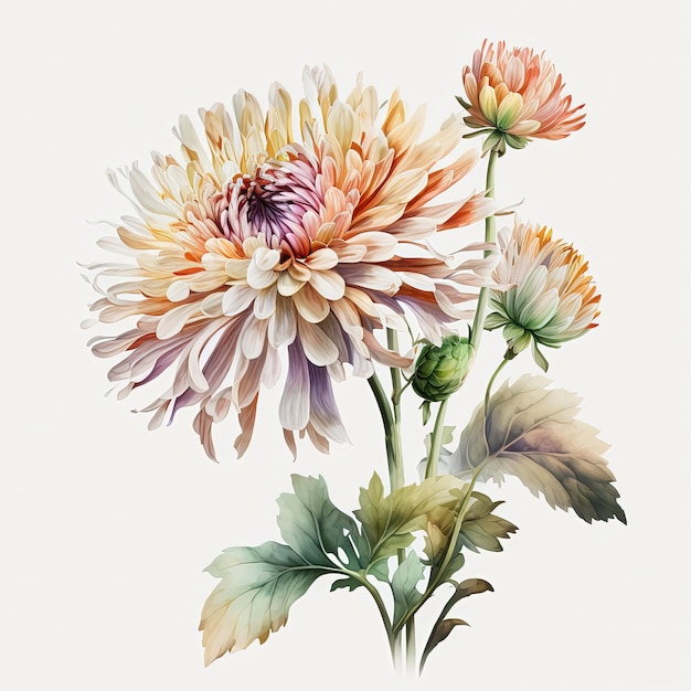 Aquarel chrysanten illustratie Wenskaart uitnodiging sjabloon