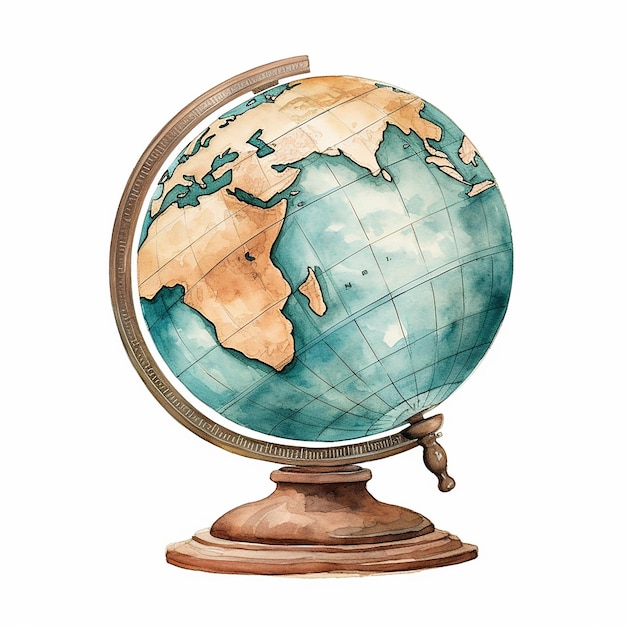 Aquarel Clipart van de Vintage Globe