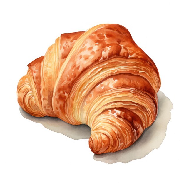 Aquarel croissant geïsoleerd Illustratie AI GenerativexA