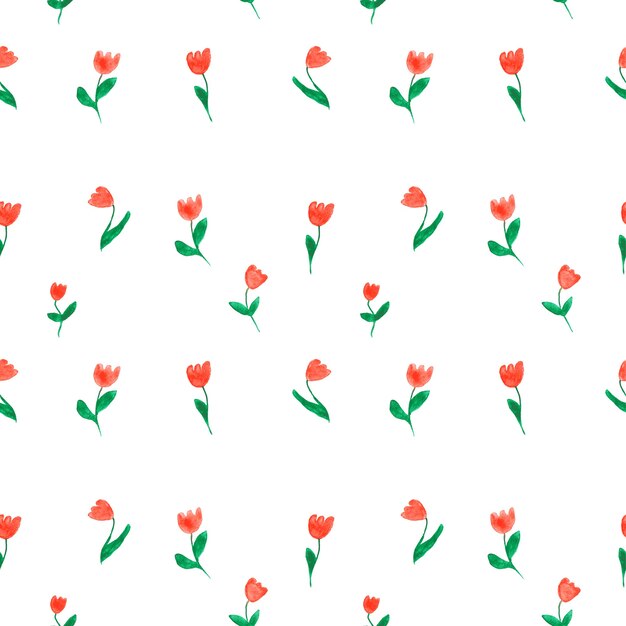 Aquarel doodle tulpen naadloos patroon