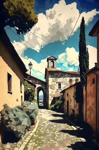 aquarel dorpshuis achtergrond