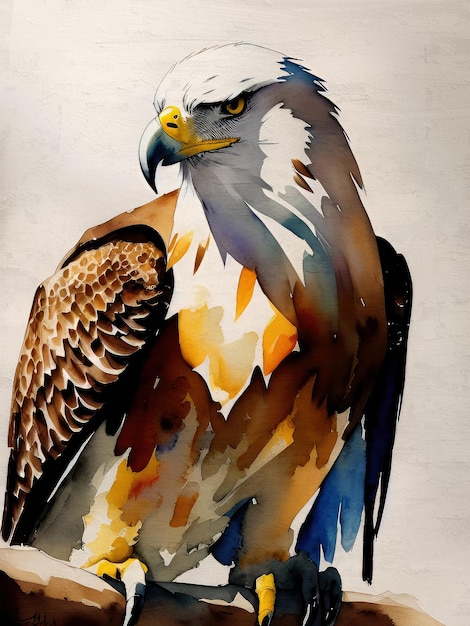 Aquarel Eagle Portret Acryl Schilderij Reproductie