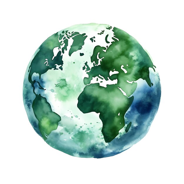 Aquarel Earth Day Illustratie Groene Planeet en Ecologisch Concept van Milieuevenwicht