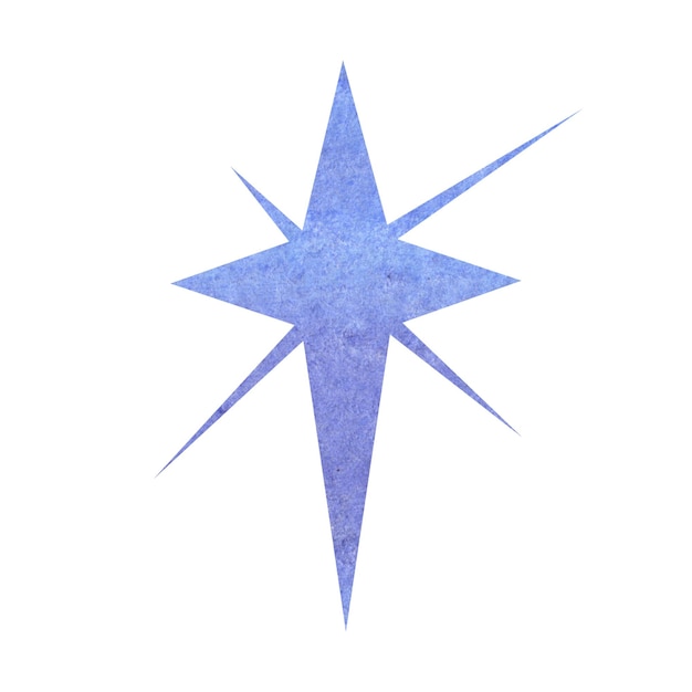 Aquarel eenvoudige blauwe ster hemelse element voor ontwerp abstracte illustratie op geïsoleerde witte achtergrond