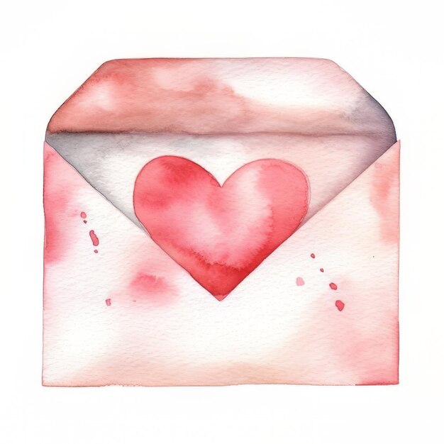 aquarel envelop met hartjes