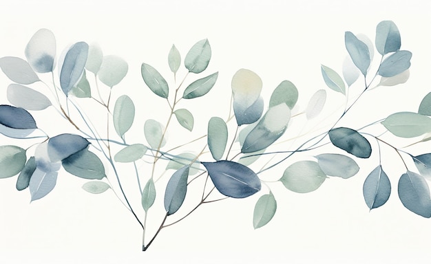 Aquarel eucalyptus achtergrond Illustratie AI GenerativexA