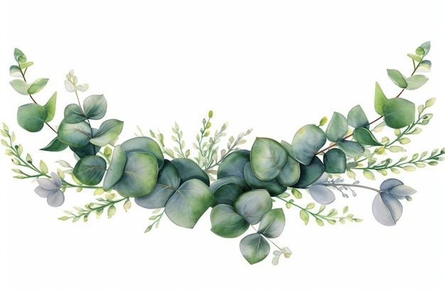 Aquarel eucalyptusbladeren en takken