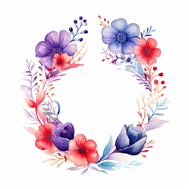 Aquarel Floral badge achtergrond met lege ruimte voor tekst