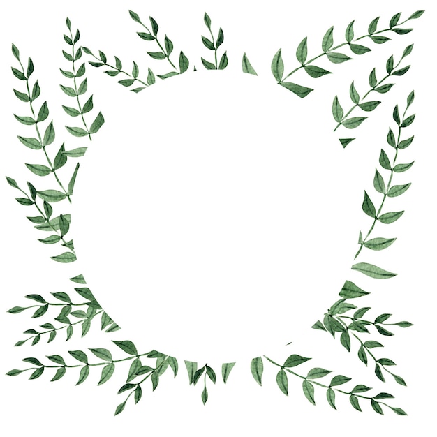 Aquarel frame met rode en oranje voorjaarsbloemen en groene bladeren