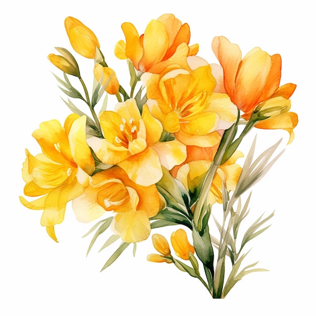 Aquarel Freesia Clipart