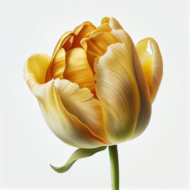 Aquarel gele tulp bloem geïsoleerd op witte achtergrond Generatieve AI