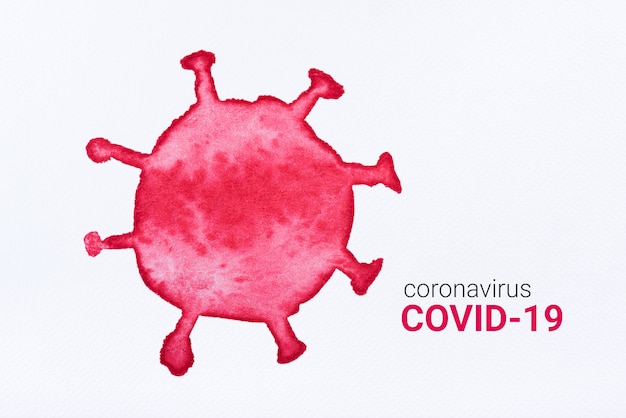 Aquarel geschilderd coronavirus (covid-19) op wit