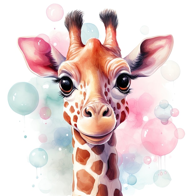 Aquarel Giraffe Bubble Gum Illustratie Generatieve Ai