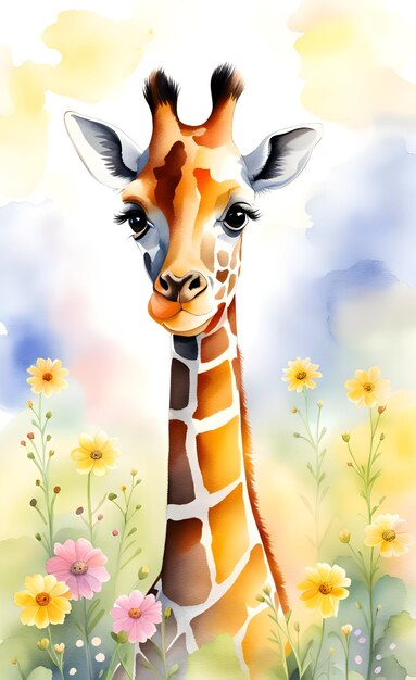 Aquarel giraffe portret