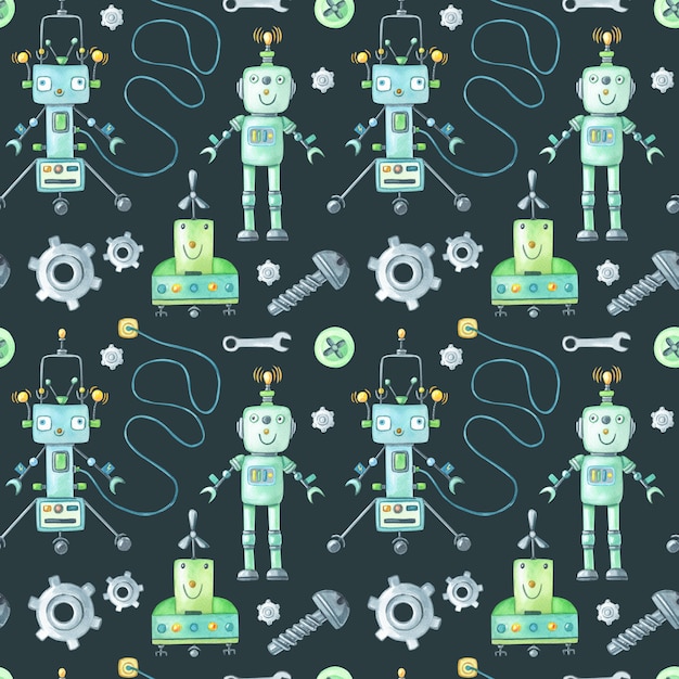 Aquarel groene robot